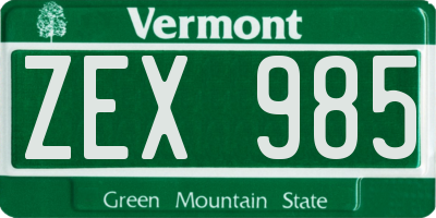 VT license plate ZEX985