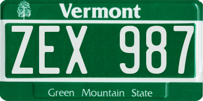 VT license plate ZEX987