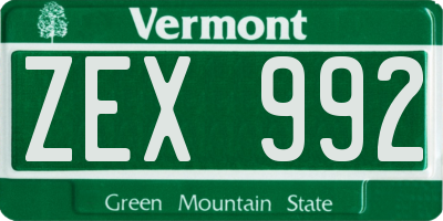 VT license plate ZEX992