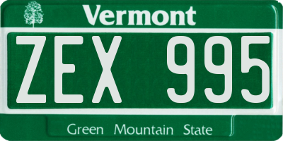 VT license plate ZEX995