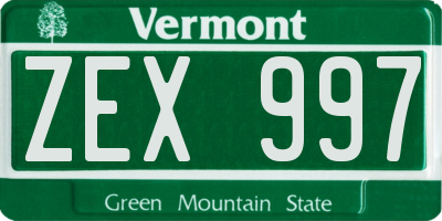 VT license plate ZEX997