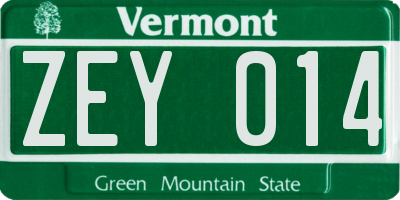 VT license plate ZEY014