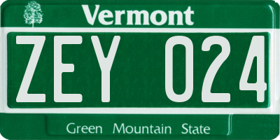 VT license plate ZEY024