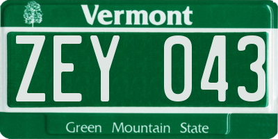 VT license plate ZEY043