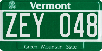 VT license plate ZEY048