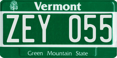 VT license plate ZEY055