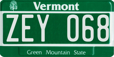VT license plate ZEY068