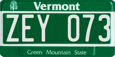 VT license plate ZEY073