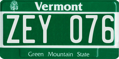 VT license plate ZEY076