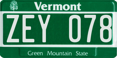 VT license plate ZEY078