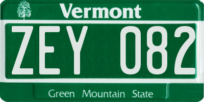 VT license plate ZEY082