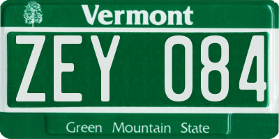 VT license plate ZEY084