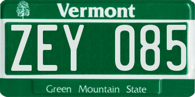 VT license plate ZEY085