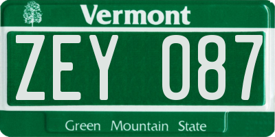 VT license plate ZEY087