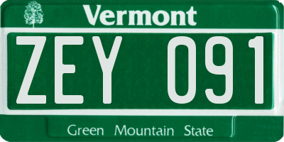 VT license plate ZEY091
