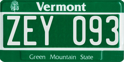 VT license plate ZEY093