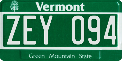 VT license plate ZEY094