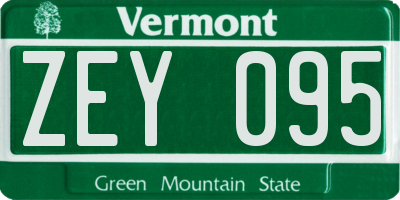 VT license plate ZEY095