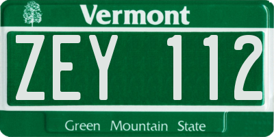 VT license plate ZEY112