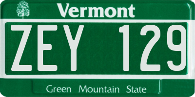 VT license plate ZEY129