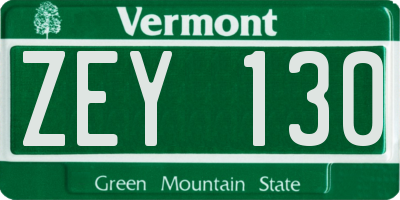 VT license plate ZEY130
