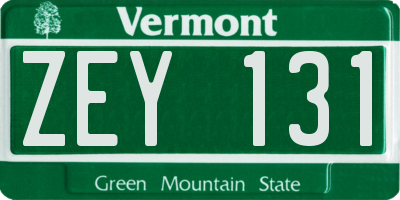 VT license plate ZEY131