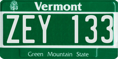 VT license plate ZEY133