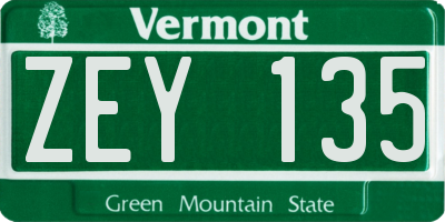 VT license plate ZEY135