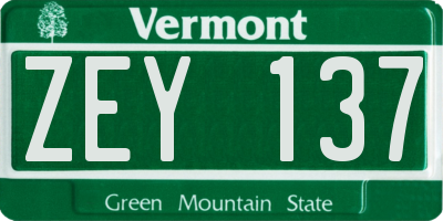 VT license plate ZEY137