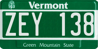 VT license plate ZEY138