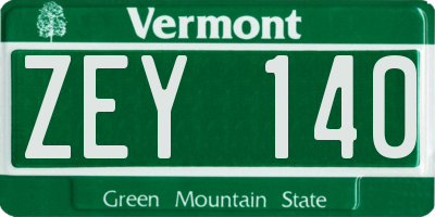 VT license plate ZEY140