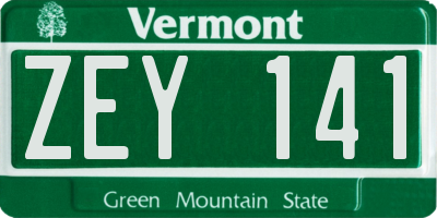 VT license plate ZEY141