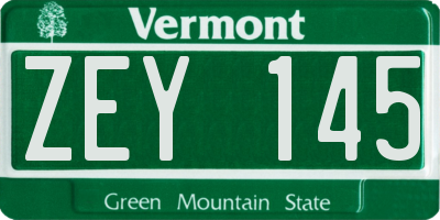 VT license plate ZEY145