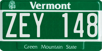 VT license plate ZEY148