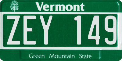 VT license plate ZEY149
