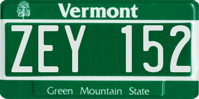 VT license plate ZEY152