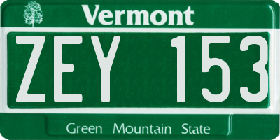 VT license plate ZEY153