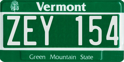 VT license plate ZEY154