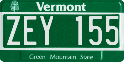 VT license plate ZEY155
