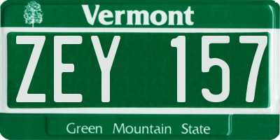 VT license plate ZEY157