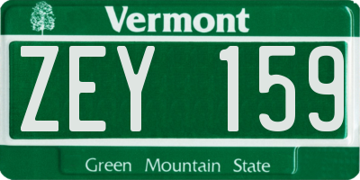 VT license plate ZEY159