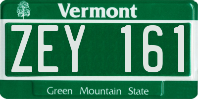 VT license plate ZEY161