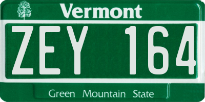 VT license plate ZEY164