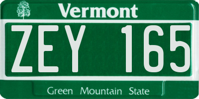 VT license plate ZEY165