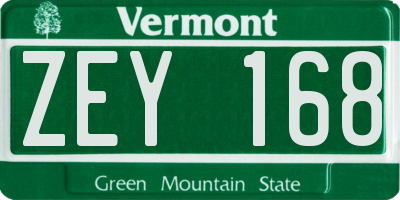 VT license plate ZEY168
