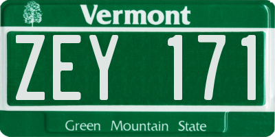 VT license plate ZEY171
