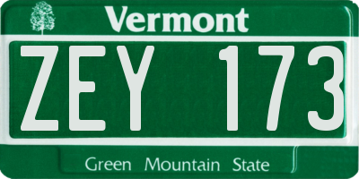 VT license plate ZEY173