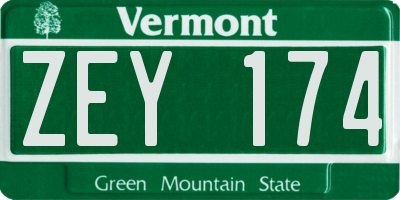 VT license plate ZEY174