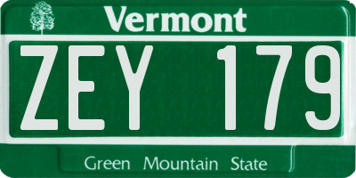 VT license plate ZEY179