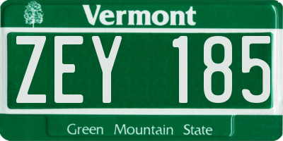 VT license plate ZEY185